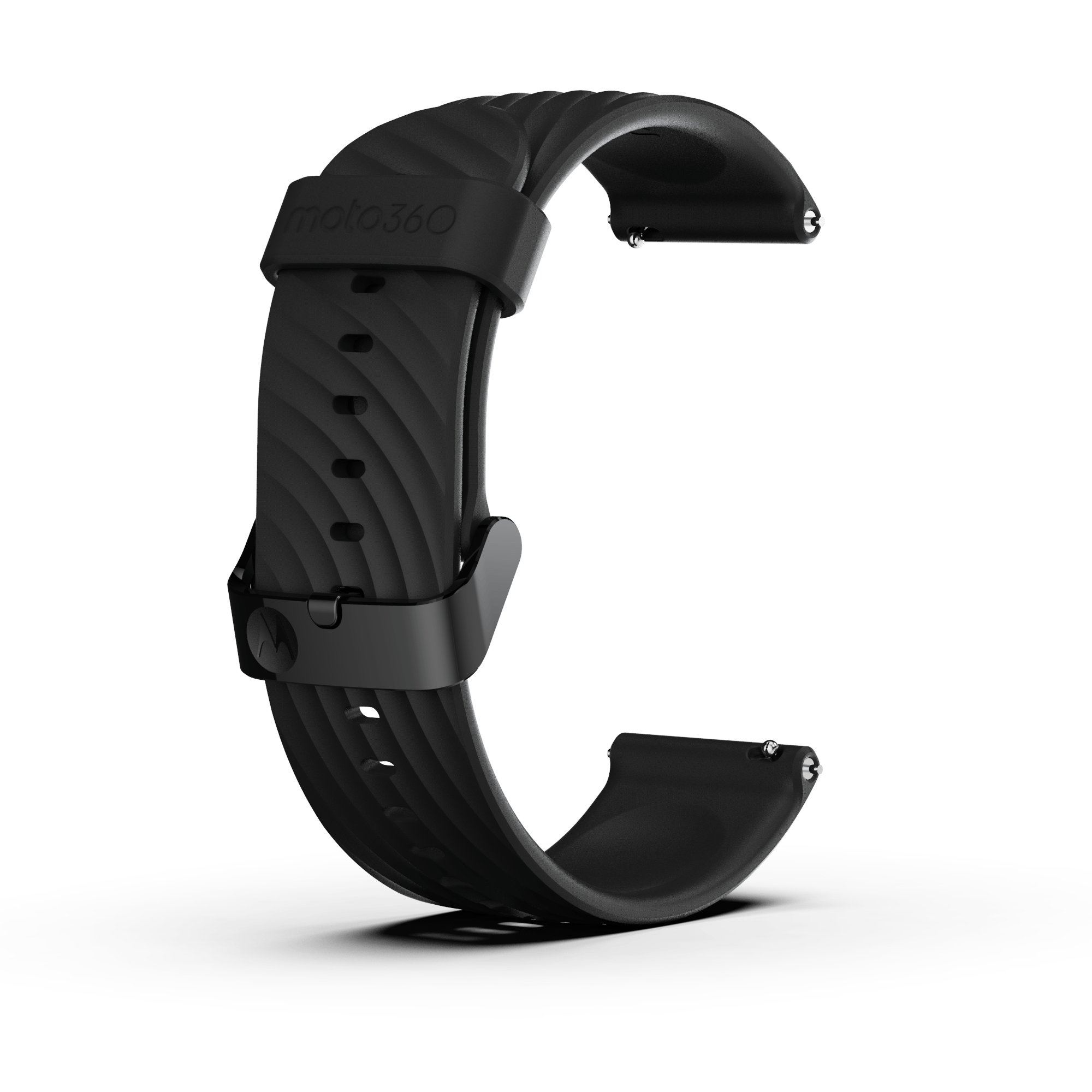 Moto360 High-Impact Silicone Band - Black with Black Buckle