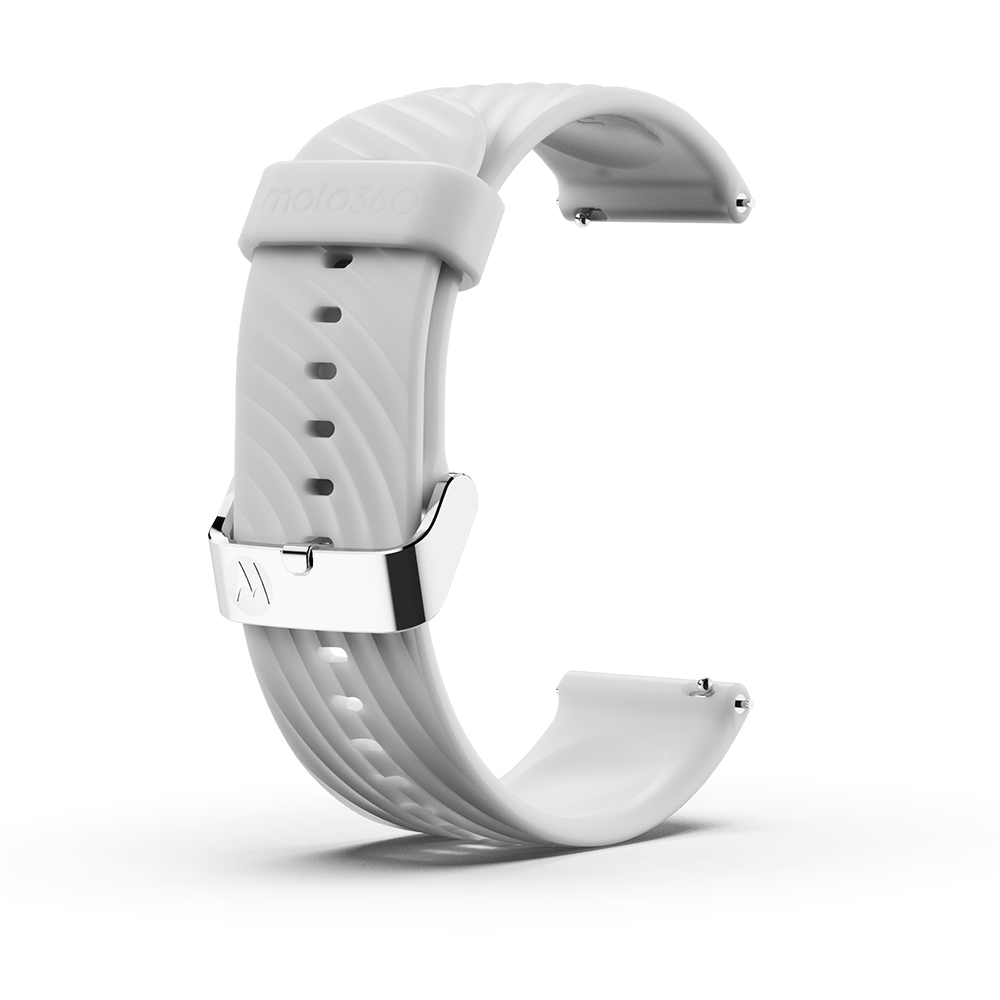 Moto360 High-Impact Silicone Band - White with Silver Buckle